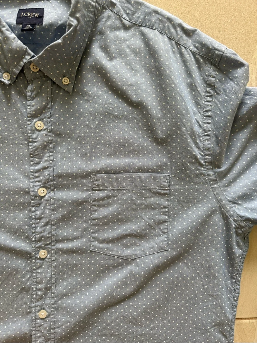 J.Crew Slim Fit XL Blue White Dot Button Down Shirt Mens Long Sleeve